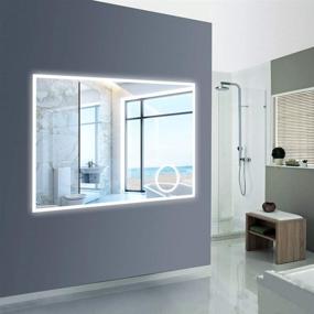 img 2 attached to 🪞 NeuType Large LED Mirrors: Dimmable Lighting & Magnifier, Ideal for Vanity Makeup and Shaving - Touch Button, 36"x28