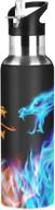 qilmy 3d printed dragon water bottle - vacuum insulated stainless steel water flask with straw lid | leakproof wide mouth water bottle for fitness & outdoor sports | 22 oz capacity логотип