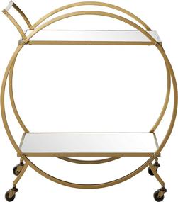 img 3 attached to 🛒 Contemporary 30 x 27 Inch Round Iron Framed Glass 2-Tier Cart in Light Gold Finish with Mirrored Reflections by Deco 79