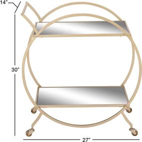 img 2 attached to 🛒 Contemporary 30 x 27 Inch Round Iron Framed Glass 2-Tier Cart in Light Gold Finish with Mirrored Reflections by Deco 79