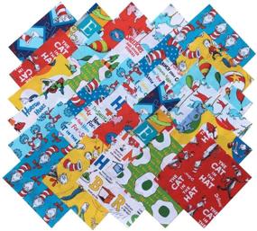 img 1 attached to 🧵 Dr. Seuss Favorites: Robert Kaufman Original Precut 6.5-inch Cotton Fabric Quilting Squares Charm Pack Assortment