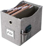 linen file boxes with metal sliding rail for letter size - 1 pack | collapsible hanging file storage organizer with extra pocket storage | filing boxes file organizer box for efficient storage логотип