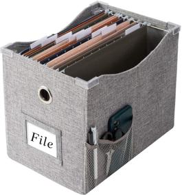 img 4 attached to Linen File Boxes with Metal Sliding Rail for Letter Size - 1 Pack | Collapsible Hanging File Storage Organizer with Extra Pocket Storage | Filing Boxes File Organizer Box for Efficient Storage