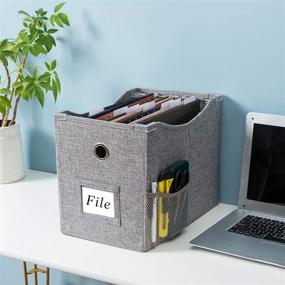 img 2 attached to Linen File Boxes with Metal Sliding Rail for Letter Size - 1 Pack | Collapsible Hanging File Storage Organizer with Extra Pocket Storage | Filing Boxes File Organizer Box for Efficient Storage