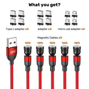 img 3 attached to 🔌 540° Magnetic Charging Cable 5-Pack - 10ft, AUFU Magnetic Charger Cable for Type C - Magnetic Micro USB Cable, 360° Magnetic Phone Charger - 10ft