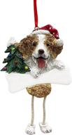 🎨 hand painted customizable brittany spaniel ornament with adorable dangling legs - perfect christmas decoration logo