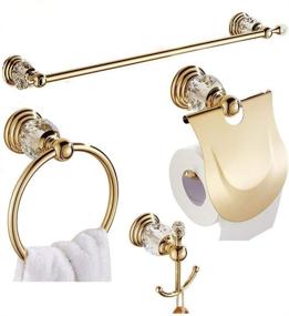 img 4 attached to Gold Bathroom Accessories - Wincase Crystal Towel Bar Set 24 Inch 🚽 with Golden Hardware: Hand Towel Ring, Racks, Paper Holder, & Hook, Wall Mounted
