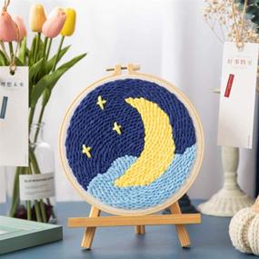 img 2 attached to 🌙 Beginner's Perfect Stamped Embroidery Starter Kit: The Moon in The Starry Sky - Complete with Punch Needle Hoop, Yarn, Pattern Cloth, and Tools