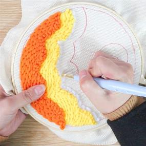 img 1 attached to 🌙 Beginner's Perfect Stamped Embroidery Starter Kit: The Moon in The Starry Sky - Complete with Punch Needle Hoop, Yarn, Pattern Cloth, and Tools