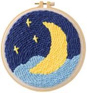 🌙 beginner's perfect stamped embroidery starter kit: the moon in the starry sky - complete with punch needle hoop, yarn, pattern cloth, and tools logo