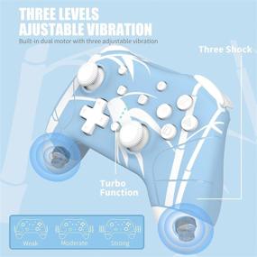 img 1 attached to 🎮 Enhanced Pro Controller by Mytrix - Wireless Switch Controller for Nintendo Switch/Lite with Auto-Fire Turbo, Motion Control, Wake-Up Function, Headphone Jack, Adjustable Vibration, Bamboo Blue