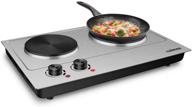 🔥 cusimax 1800w double hot plate, stainless steel silver countertop burner portable electric double burners electric cast iron hot plates cooktop, easy to clean, upgraded version c180n" - optimized product name: "cusimax 1800w double hot plate, stainless steel silver countertop burner, portable electric double burners cooktop with upgraded c180n version, easy to clean логотип