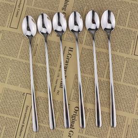 img 3 attached to 🥄 DEALIGHT Long Handle Spoon Set - Premium 9-inch Stainless Steel Iced Teaspoons for Mixing and Stirring, Set of 6 (Heavy Duty)