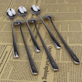 img 2 attached to 🥄 DEALIGHT Long Handle Spoon Set - Premium 9-inch Stainless Steel Iced Teaspoons for Mixing and Stirring, Set of 6 (Heavy Duty)