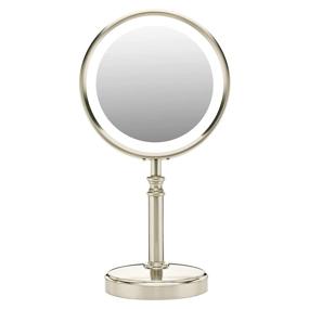 img 4 attached to 💄 Conair Reflections Double-Sided LED Lighted Vanity Makeup Mirror: Satin Nickel, 1x/10x Magnification for Effortless Beauty