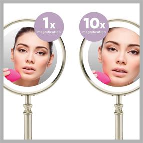 img 1 attached to 💄 Conair Reflections Double-Sided LED Lighted Vanity Makeup Mirror: Satin Nickel, 1x/10x Magnification for Effortless Beauty