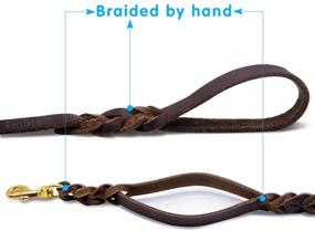 img 2 attached to 🐶 Premium Wellbro Genuine Leather Double Handle Dog Leash for Effective Training and Control, Braided Design, Heavy Duty and Sturdy, 6ft Length, Brown