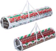 🎁 joiedomi clear gift wrap organizers - set of 2, christmas wrapping paper storage bags - water proof pvc & fabric wrap holder, fits up to 20 standard rolls logo