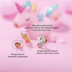 img 2 attached to 🦄 Hypoallergenic Gold Unicorn Stud Earrings - Cute Jewelry Gifts for Girls, Daughter, Granddaughter - Perfect for Birthdays, Christmas, Back to School