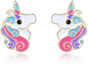 img 4 attached to 🦄 Hypoallergenic Gold Unicorn Stud Earrings - Cute Jewelry Gifts for Girls, Daughter, Granddaughter - Perfect for Birthdays, Christmas, Back to School