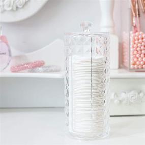 img 2 attached to 💎 Luxspire Clear Diamond Pattern Acrylic Makeup Cotton Round Holder: Stylish Organizer Container with Lid for Cosmetic Storage