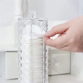 img 3 attached to 💎 Luxspire Clear Diamond Pattern Acrylic Makeup Cotton Round Holder: Stylish Organizer Container with Lid for Cosmetic Storage