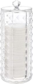 img 4 attached to 💎 Luxspire Clear Diamond Pattern Acrylic Makeup Cotton Round Holder: Stylish Organizer Container with Lid for Cosmetic Storage