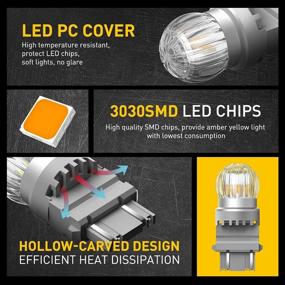 img 2 attached to 🔆 AUXITO 3157 LED Bulbs: Amber Yellow Turn Signal Blinker Bulbs (Pack of 2)