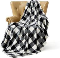 🔥 fflmyuhul i u: luxurious ultra soft lightweight throw blanket - cozy cabin geometric plaid design - perfect for bed or couch - warm and fuzzy - 50'' x 60'' - black-and-white check logo