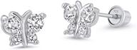 серьги sterling butterfly zirconia screwback логотип