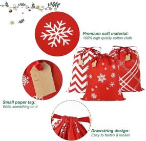 img 2 attached to Premium Christmas Drawstring Gift Bags - Set of 3 Large 🎁 Cotton Drawstring Bags for Birthday, Christmas Party, and Holiday Goody Gift Wrapping