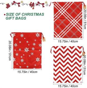 img 3 attached to Premium Christmas Drawstring Gift Bags - Set of 3 Large 🎁 Cotton Drawstring Bags for Birthday, Christmas Party, and Holiday Goody Gift Wrapping