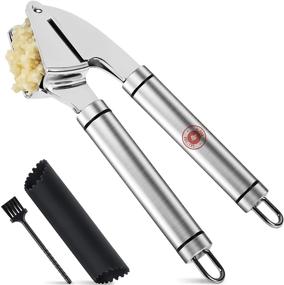 img 4 attached to Alpha Grillers Stainless Steel Garlic Press: Rust-Proof, Easy-Squeeze Mincer 🧄 with Silicone Roller Peeler - Dishwasher Safe & Easy to Clean