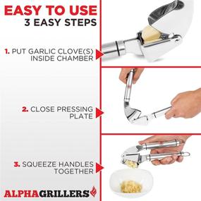 img 3 attached to Alpha Grillers Stainless Steel Garlic Press: Rust-Proof, Easy-Squeeze Mincer 🧄 with Silicone Roller Peeler - Dishwasher Safe & Easy to Clean