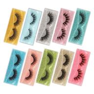 👀 10 pairs of fluffy volume false eyelashes: 14-17mm mixed pack with 10 styles and portable eyelash box logo