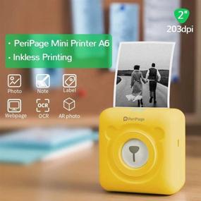 img 3 attached to ПериПейдж Мини Портативный фотопринтер для бумаги: 58 мм термическая печать, беспроводной Bluetooth, совместимость с Android и iOS (желтый)