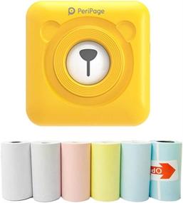 img 4 attached to ПериПейдж Мини Портативный фотопринтер для бумаги: 58 мм термическая печать, беспроводной Bluetooth, совместимость с Android и iOS (желтый)