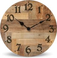 nikky home rustic wooden wall clock - 12 inch, battery operated, 🕰️ silent non-ticking, vintage farmhouse design, home decor for kitchen, living room, bedroom, office logo