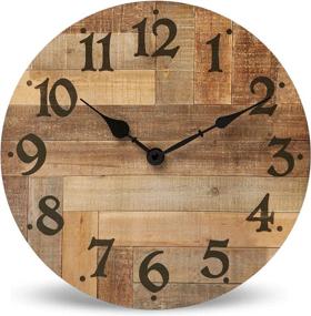 img 4 attached to NIKKY HOME Rustic Wooden Wall Clock - 12 Inch, Battery Operated, 🕰️ Silent Non-Ticking, Vintage Farmhouse Design, Home Decor for Kitchen, Living Room, Bedroom, Office