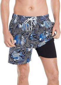 img 4 attached to QRANSS Mens Swim Trunks: Compression Liner, Quick Dry 5.5'' Swimwear Shorts with Boxer Brief Lining - Ultimate Comfort for Swimming