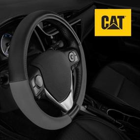 img 4 attached to Caterpillar Two Tone Ergonomic Soft Leather Grip Steering Wheel Cover – Strong