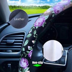 img 1 attached to Binsheo Leather Floral Car Automotive Steering Wheel Cover