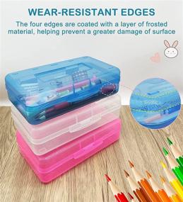 img 2 attached to 🖊️ Nuozme Plastic Translucent Pencil Box for Kids - Large Capacity Pencil Case with Snap Tight Lid, Stackable & Clear Organizer for School Supplies - 1 Pack (Blue)