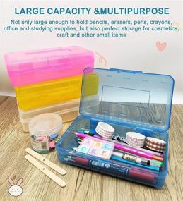 img 3 attached to 🖊️ Nuozme Plastic Translucent Pencil Box for Kids - Large Capacity Pencil Case with Snap Tight Lid, Stackable & Clear Organizer for School Supplies - 1 Pack (Blue)