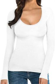 img 1 attached to 👚 MANGOPOP Women's Scoop Sleeve Medium Clothing: Bodysuits for Women