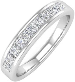 img 4 attached to 💍 Stunning 1/2 Carat Channel Set Princess Cut Diamond Wedding Band Ring in 14K Gold