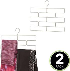 img 3 attached to 👚 mDesign Metal Closet Rod Organizer Rack for Scarves, Ties, Yoga Pants, Leggings, Tank Tops - Snag Free, Geometric Design, 8 Sections, 2 Pack - Satin Finish