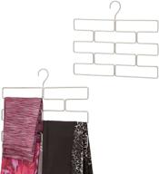 👚 mdesign metal closet rod organizer rack for scarves, ties, yoga pants, leggings, tank tops - snag free, geometric design, 8 sections, 2 pack - satin finish логотип