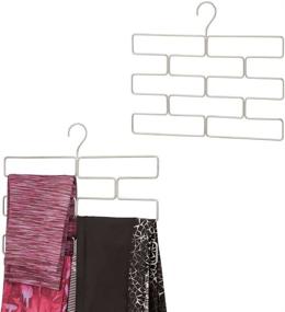 img 4 attached to 👚 mDesign Metal Closet Rod Organizer Rack for Scarves, Ties, Yoga Pants, Leggings, Tank Tops - Snag Free, Geometric Design, 8 Sections, 2 Pack - Satin Finish