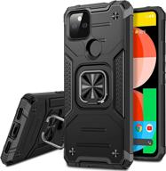 📱 vakoo black protective phone case for google pixel 5a 5g (2021) - military grade heavy duty shockproof case with kickstand ring holder logo